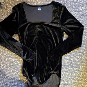 Elegant Black Velvet Women's bodysuit